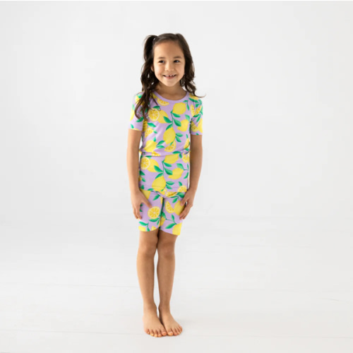 Lavender Sunny Citrus Two-Piece Short Sleeve & Shorts Pajama Set – Little Sleepies