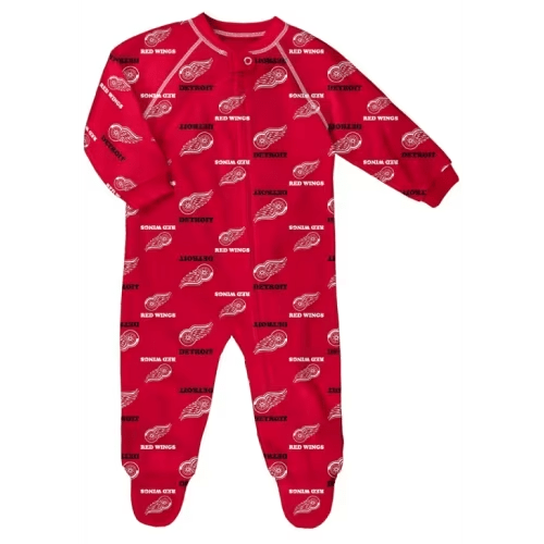 Detroit Red Wings RED Baby Raglan Zip Up Coverall Romper Pajamas