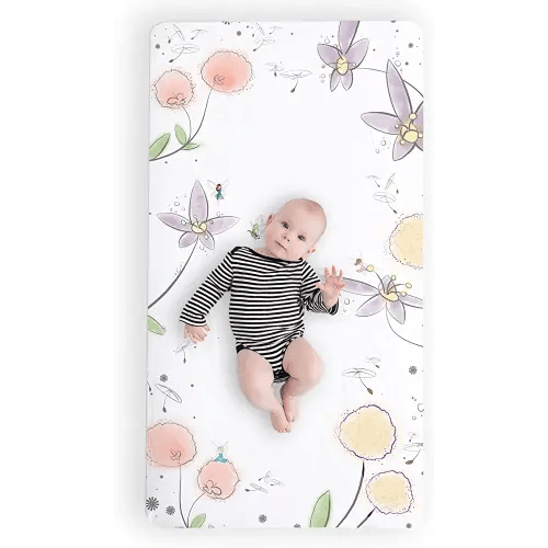 JumpOff Jo - Fitted Crib Sheet, Super Soft Breathable 100% Cotton Baby Crib Sheet for Standard Crib Mattresses and Toddler Beds, 28 in. x 52 in. - Fairy Blossom