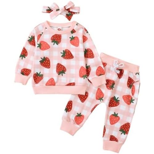 Karwuiio Newborn Infant Baby Girl Clothes Outfits Print Long Sleeve Sweatshirt Pants Headband 3Pcs Clothes Set