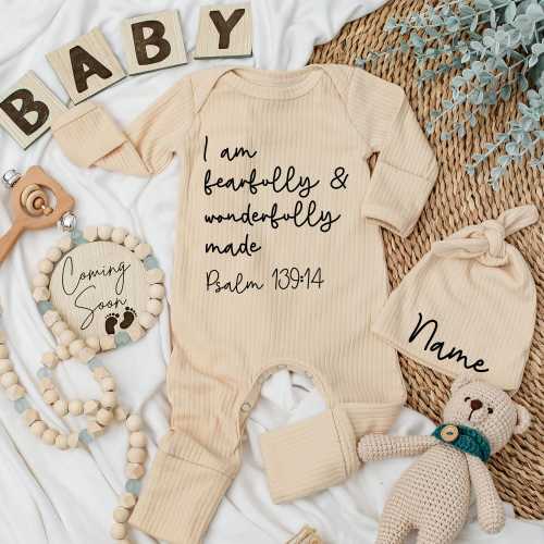 Christian Baby Bodysuit - I Am Fearfully and Wonderfully Made Jesus Romper-Newborn Set- Newborn Clothes-Baby Shower Gift- coming home gift
