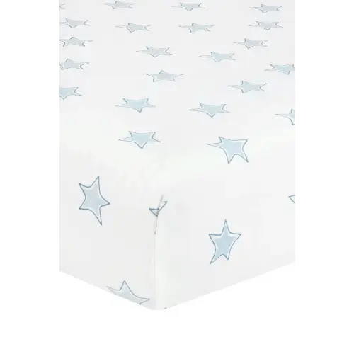 Blue Stars Print Crib Sheets