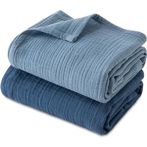 GLLQUEN BABY Muslin Swaddle Blankets, 2-Pack Neutral Receiving Blanket Swaddling for Newborn Boys and Girls, Breathable Swaddle Wrap for Infant, Baby Essentials, Registry & Gift, 40 x 38 inches