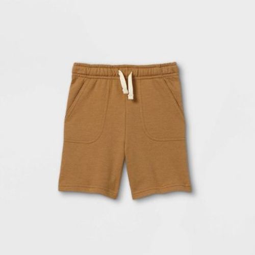 Toddler Boys' Knit Pull-On Above Knee Shorts - Cat & Jack™ Brown 4T: French Terry, Elastic Waistband