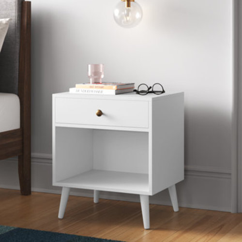 Mercury Row® Vansant 1 - Drawer Nightstand with Drawer and Open Compartment, Solid Wood Legs & Reviews | Wayfair
