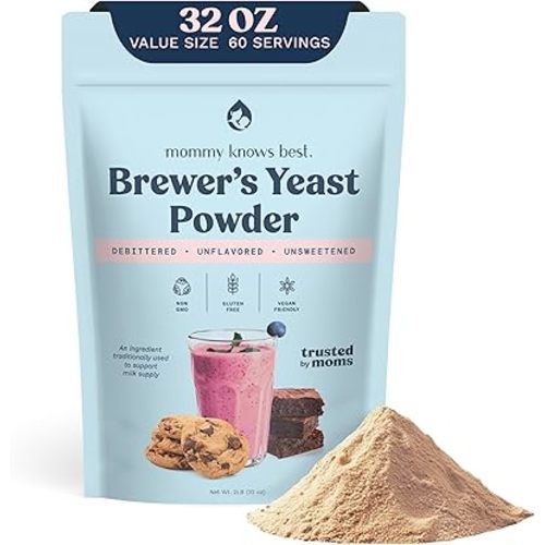 Mommy Knows Best Brewers Yeast Powder for Lactation Brewer's Yeast for Breastfeeding Mothers - Mild Nutty Flavored Unsweetened and Debittered - 2 lb