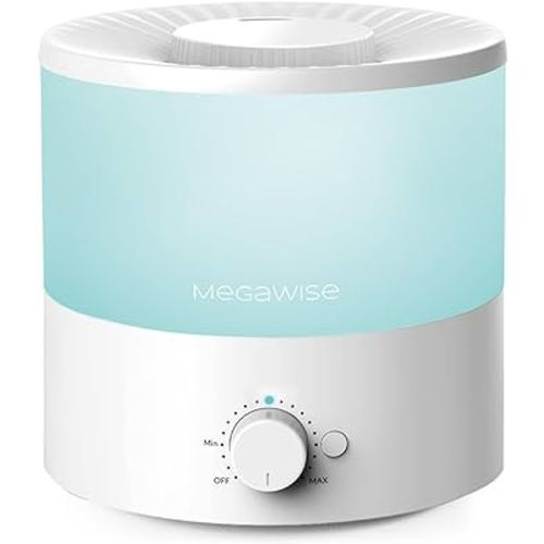 MEGAWISE Cool Mist Humidifiers for Bedroom, BabyRoom, Office and Plants, 0.5 Gal Essential Oil Diffuser with Adjustable Mist Output, 25dB Quiet Ultrasonic Humidifiers, Up to 10H, Easy to Clean