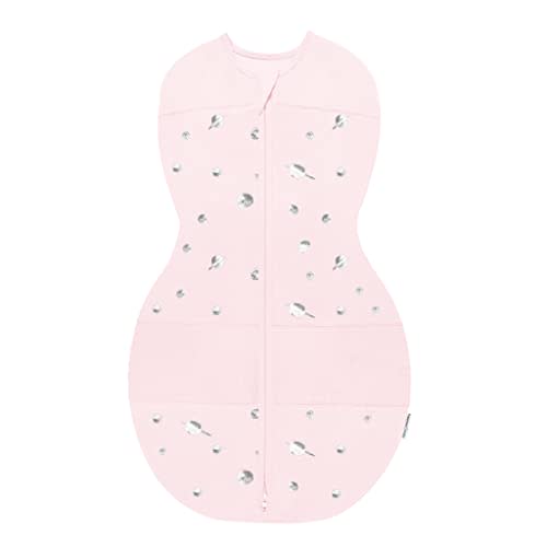 Happiest Baby Sleepea 5-Second Swaddle - 100% Organic Cotton Baby Swaddle Blanket - Doctor Designed Promotes Healthy Hip Development (Rose Planets, Large)