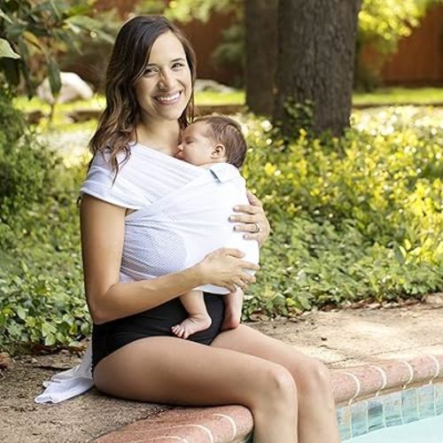 Wrap - Versatile Water & Warm Weather Baby Carrier | Made in USA with Safety Tested Fabric, CPSIA & ASTM Compliant | Lightweight, Quick Dry (White Wave, One Size)