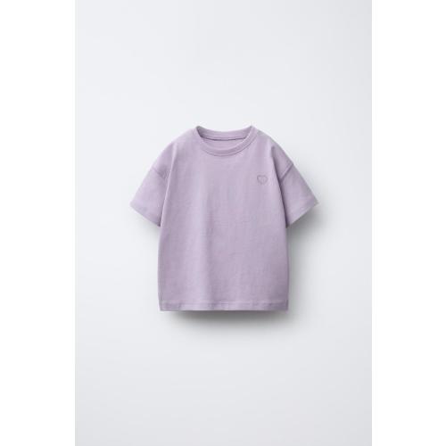 BASIC EMBROIDERED HEART T-SHIRT - Light lilac | ZARA United States