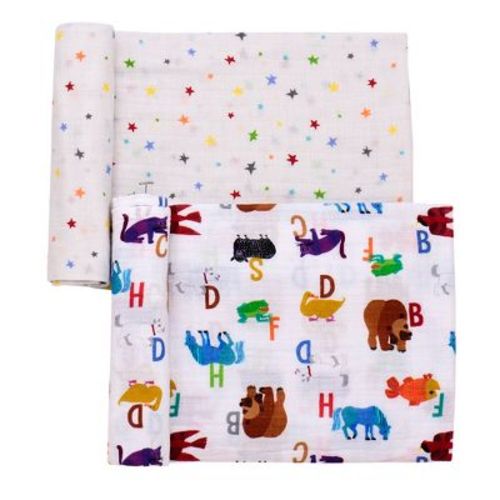 World of Eric Carle 2 Pack Cotton Muslin Swaddle Blankets, Little Love Bug