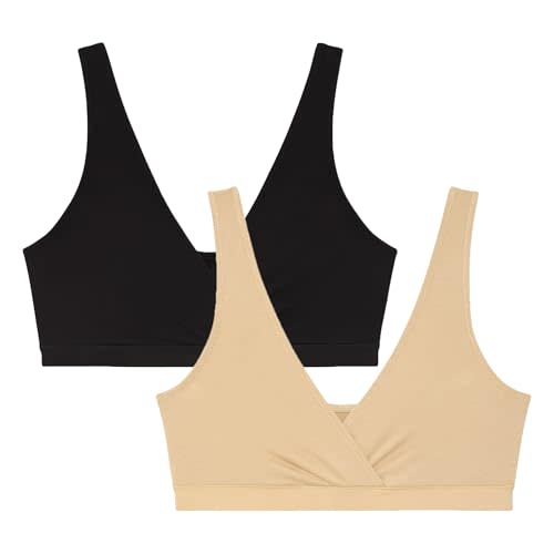 Motherhood Maternity Women's Soft Cotton Spandex Wrap Front Maternity & Nursing Sleep Bralette Bra S-3x