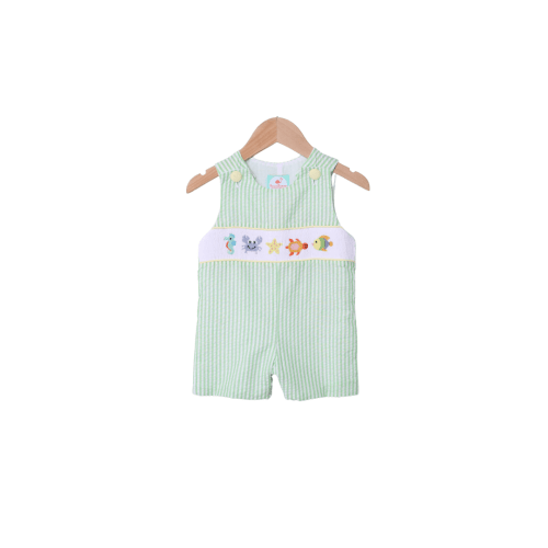 Smocked Under The Sea Green Seersucker Jon Jon