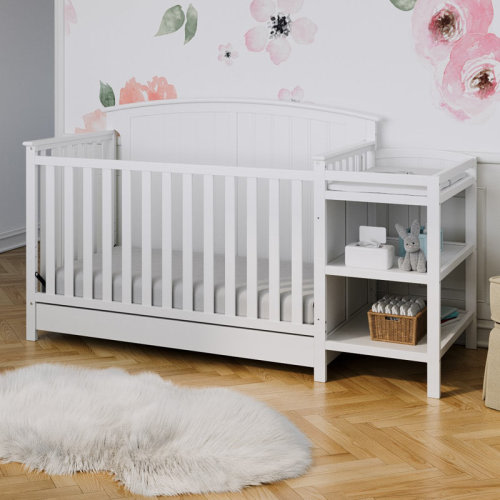 Storkcraft Steveston 5-in-1 Convertible Crib and Changer with Storage & Reviews | Wayfair