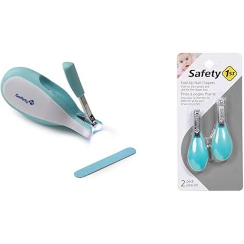 Safety 1st Sleepy Baby Nail Clipper (Colors May Vary) & Fold-Up Nail Clipper, 2-Count - Colors May Vary