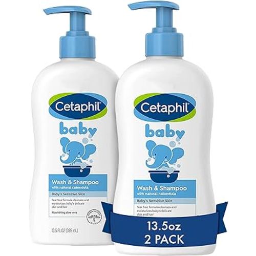 Cetaphil Baby Wash & Shampoo, 13.5oz Pack of 2, Mother's Day Gifts, Hypoallergenic, Gentle Enough for Everyday Use, Soap Free
