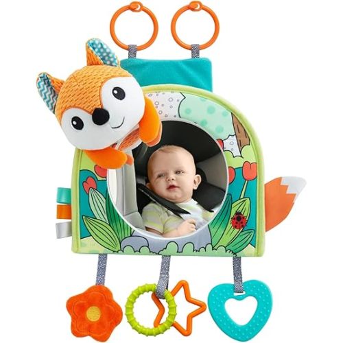 Car Seat Toy, Baby Car Mirror Toy for Rear Facing, Travel Baby Activity Center with Hanging Engaging Toys for Infants Babies 0-6-12-18 Months Boy Girl