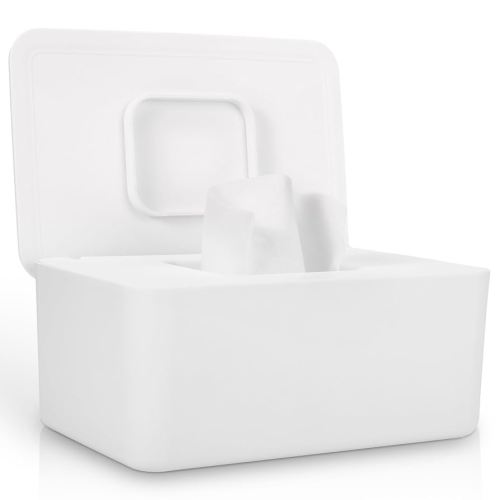 Baby Wipes Dispenser, Wipes Dispenser Baby Wipes Case, Baby Wipe Holder for Fresh Wipes, Non-Slip Wipes Case, Wipe Container with Sealing Design Lid (White)
