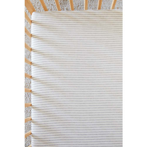 Natural + Grey Stripe Crib Sheet