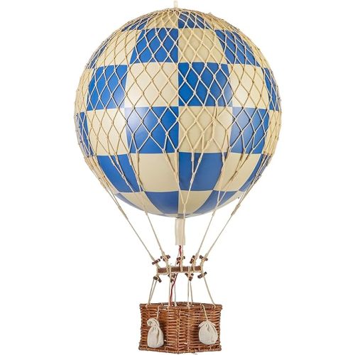 Authentic Models, Royal Aero Air Balloon, Hanging Home Decor - 22 Inch Height, Historic Hot Air Balloon Model for Home Decor, Detailed Vintage Decorations to Hang from Ceiling - Check Blue