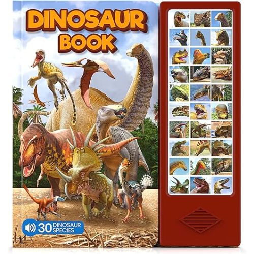 Dinosaur Toys for Kids 3-5 5-7 2-4 Year Old - Dinosaur Book with 30 Species Facts Names & Realistic Sounds - Dinosaur Gifts for Kids Boys Girls Toddlers