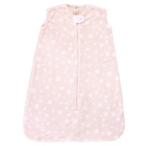 Hudson Baby Infant Girl Plush Sleeping Bag, Sack, Blanket, Pink Star, 12-18 Months