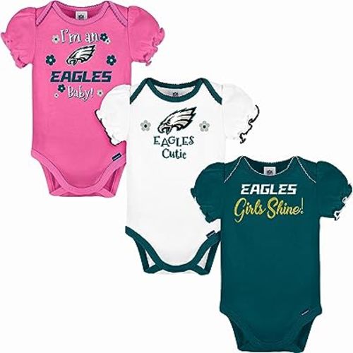Gerber Baby Girls NFL Team 3 Pack Short Sleeve Onesie Bodysuit