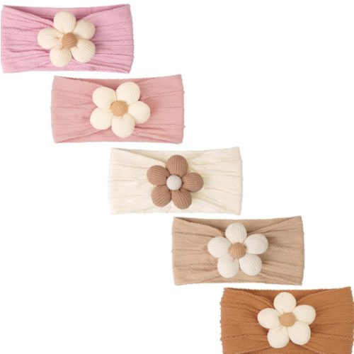 CÉLLOT 5 Pcs Baby Flower Headbands Baby Girls Nylon Headbands Soft Hairbands Hair Accessories for Newborn Infant Toddler Kids