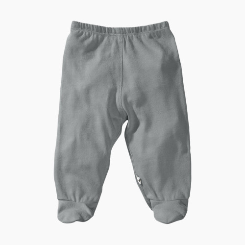 Babysoy Organic Cotton Solid Footie Pants - Thunder, 0-3 Months