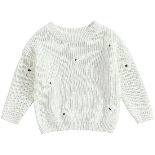 Mubineo Baby Girl Winter Clothes Cute Flower Sweater Crewneck Pullover Long Sleeve Knit Newborn Infant Sweaters