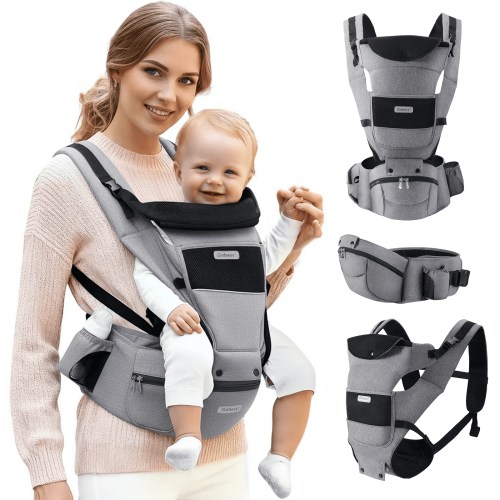 Baby Carrier with Hip Seat Convertible Soft and Cool Baby Carrier 4-Position for Child, Black