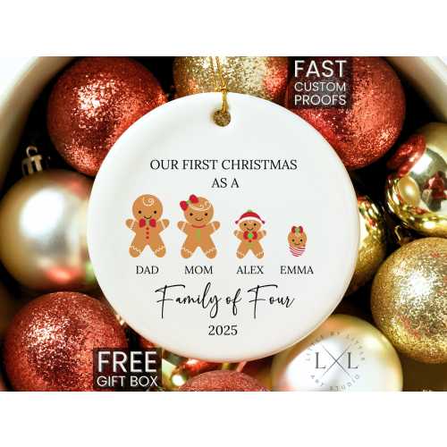 Family of Four Christmas Ornament, Personalized Our First Christmas Ornament as a Family of 4 Ornament, Custom Family Keepsake, Family 2025