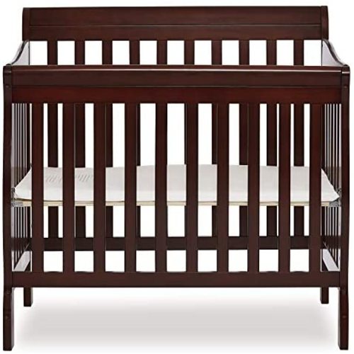 Dream On Me Aden 4-in-1 Convertible Mini Crib in Espresso, Greenguard Gold Certified