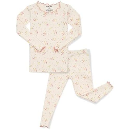 AVAUMA Baby Boy Girl Pajama Set 6M-7T Kids Cute Toddler Snug fit Flower Pattern Design Pjs Cotton Sleepwear Ruffled Shirring