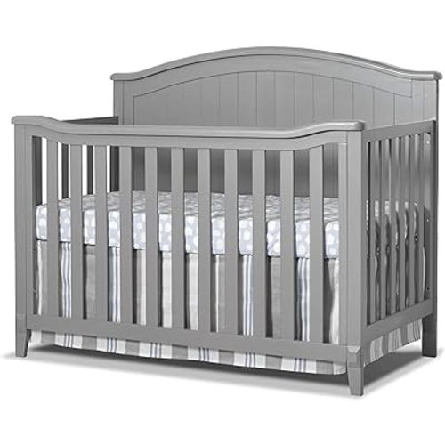 Sorelle Furniture Fairview Crib, Classic 4-in-1 Convertible Crib, Made of Wood, Non-Toxic Finish, Wooden Baby Bed, Toddler Bed, Child’s Daybed and Full-Size Bed, Nursery Furniture -Gray