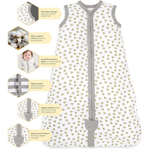 Burt's Bees Baby Beekeeper Wearable Blanket, Organic Cotton Swaddle 0.5 or 1.5 TOG, Newborn Essentials Shower Gift