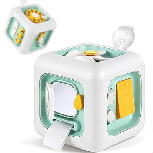 iPlay, iLearn Baby Busy Cube Toy for 1 Year Old, Montessori Sensory Toy Toddlers 1-3, Learning Development Motor Skill, Infant Activity Carseat Travel Toy, Birthday Gift 6 9 12 18 Month 2 Yr Boy Girl
