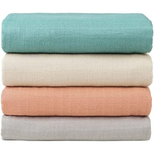 Viviland Baby Swaddle Blanket for Newborn Boys & Girls, Baby Essentials, Neutral Muslin Receiving Blanket Soft Infant Swaddle Wrap, 4 Packs, 47 X 47 inch