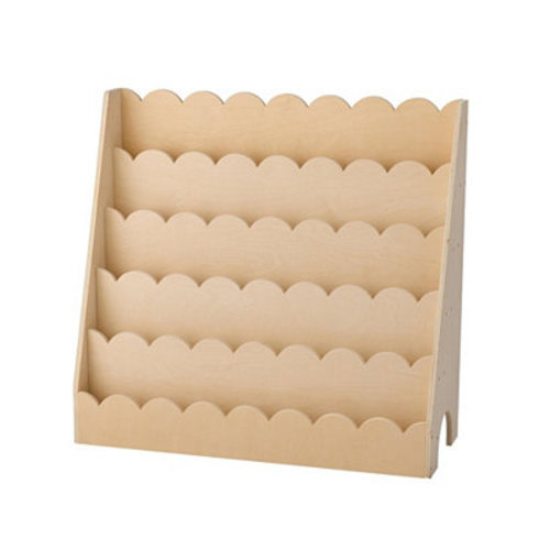 Montessori Bookshelf, 5-Tier Scalloped Kids Bookcase, Front Facing for Kids Room