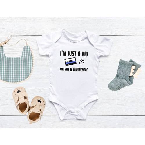 I'm Just a Kid | Stylish Emo Baby Clothes | Music Lover Infant Bodysuit | Unique Baby Gifts | Newborn Outfit | Baby Shower| Trendy Baby Wear