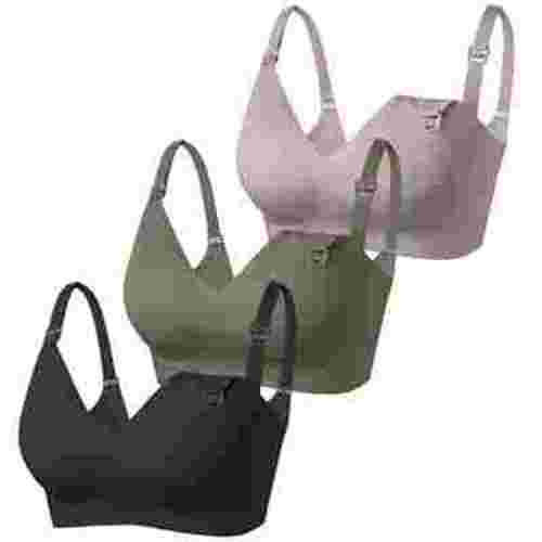 Womens Maternity Nursing Bra for Breastfeeding Comfort Seamless Wireless Sleep Bra Pack of 3