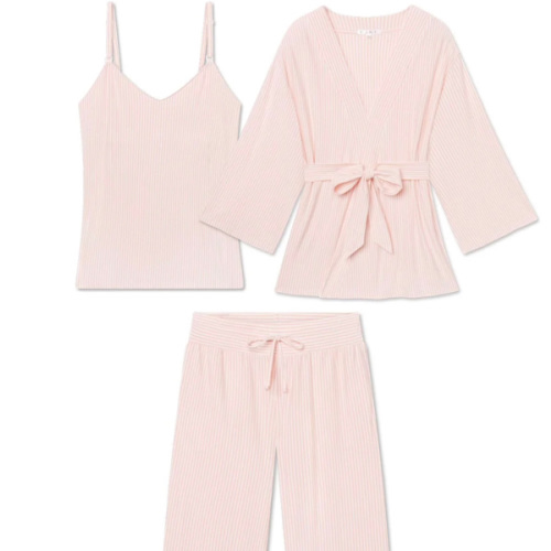 LAKE | Women | DreamModal™ Pajamas | English Rose Pencil Stripe Maternity Kimono Bundle