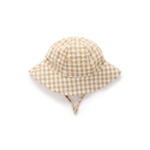 Brown Gingham Sun Hat - Baby Accessories - Purebaby - Purebaby