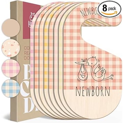 Baby Clothes Organizer - Pink Baby Closet Dividers for Nursery Decor, Storage & Organization - 8 Size Closet Dividers for Hanging Clothes, Gender Neutral Nursery Must-Haves & Accessories