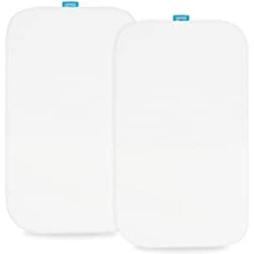 100% Organic Cotton Bassinet Sheets Compatible with Mika Micky Bedside Sleeper, 2 Pack, Ultra Soft Bassinet Sheet for Baby, White