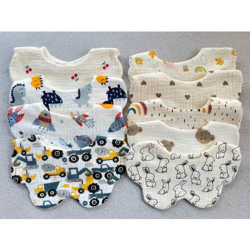 100% muslin cotton bibs, super soft, high absorbency, adorable, baby’s essential, mom’s favorite