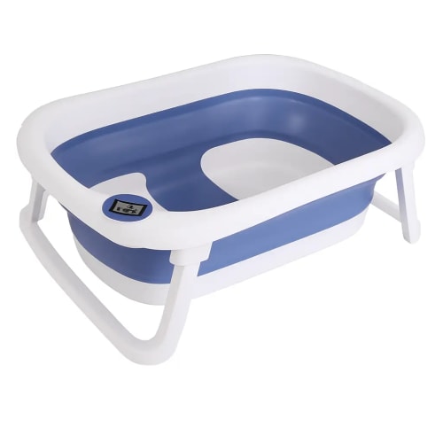 Baby Bath Tub with Thermometer Collapsible Travel-Friendly 0-24Months