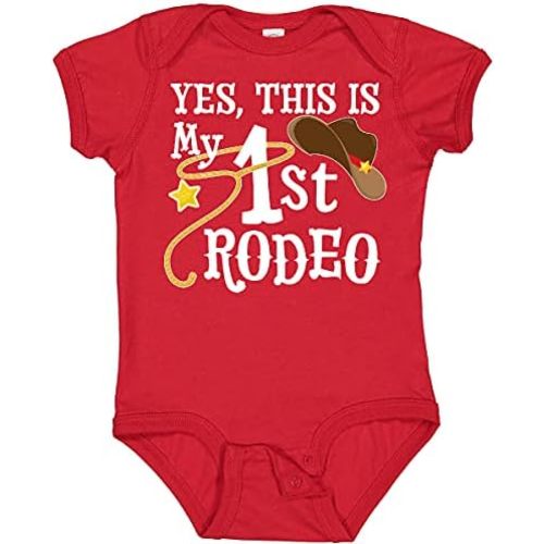 inktastic Yes, This Is My 1st Rodeo- Cowboy Hat with Red Band, Baby Bodysuit