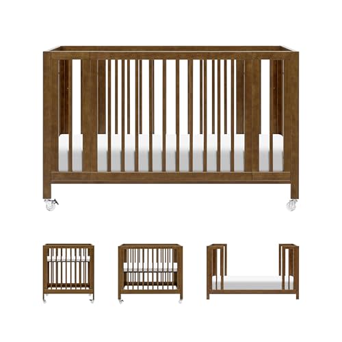 Babyletto Rolli 9-in-1 Convertible All-Stages® Bassinet to Full-Size Crib in Natural Walnut, Greenguard Gold Certified, Portable & Adjustable with Select Conversion kit and Pads Included | GREENGUARD Gold Certified - Converts From Bassinet to Crib, Tod...