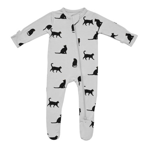 Zippered Footie in Black Cat